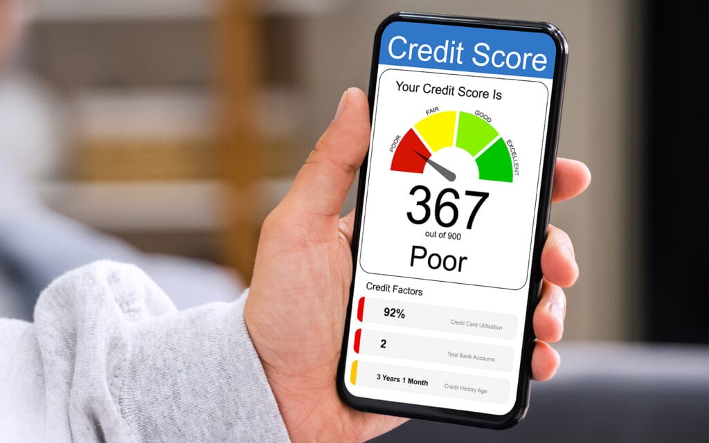 someones bad credit score shown on their phone