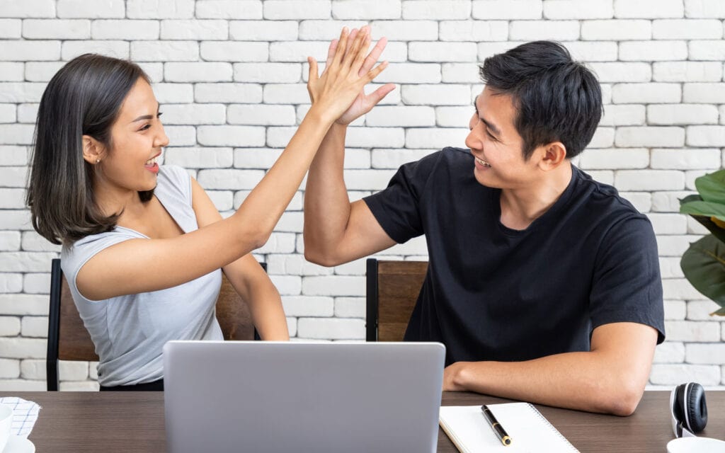 A couple excited that they got a fast loan approval